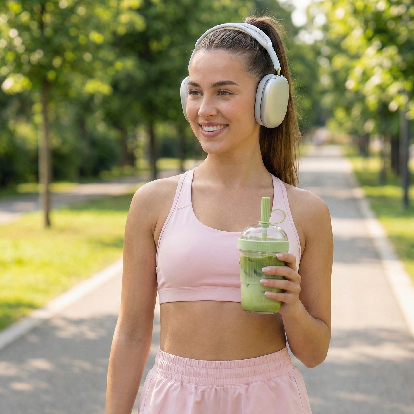 The Matcha Machine takeout cup