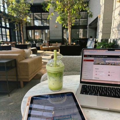 The Matcha Machine takeout cup